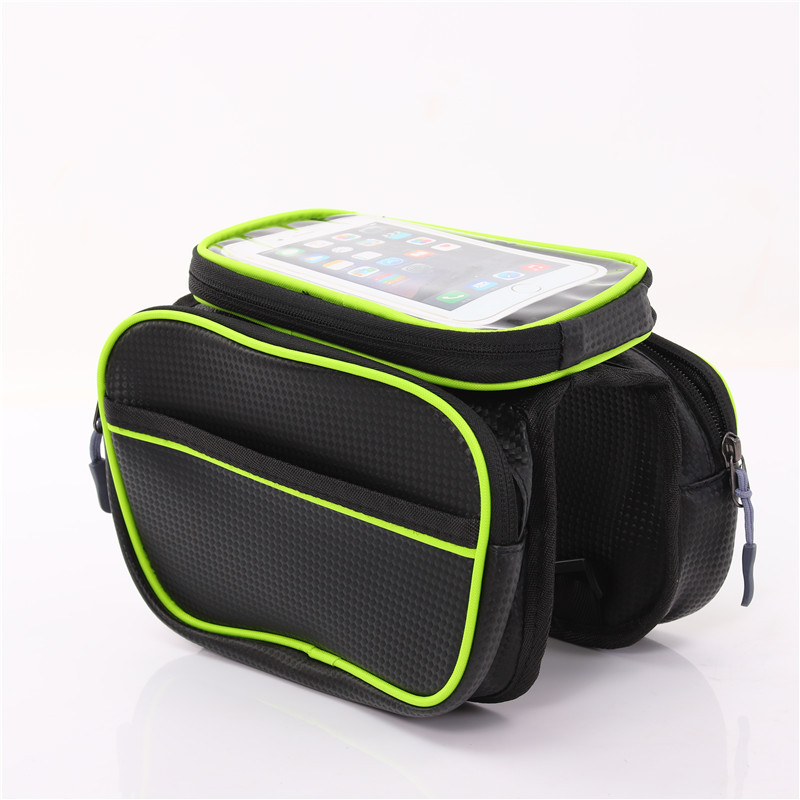 New Mountain Bike PU Rainproof Beam Bag, Large Capacity Front Bag, Touch Screen Mobile Phone Bag With Rain Cover For Riding