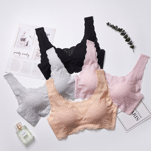 New Japanese Women's Lace Bra Without Underwire, Push-up, Seamless, Thin Backless Night and Sport Bra for Wholesale