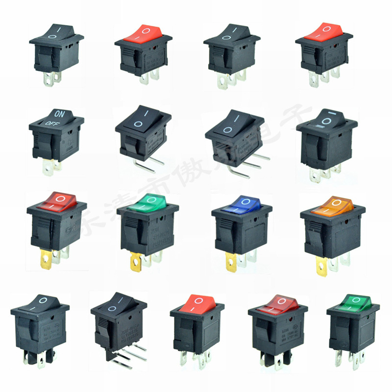 船型开关KCD1-101 黑色铜两脚两档斜平面15*21mm单刀翘板电源开关