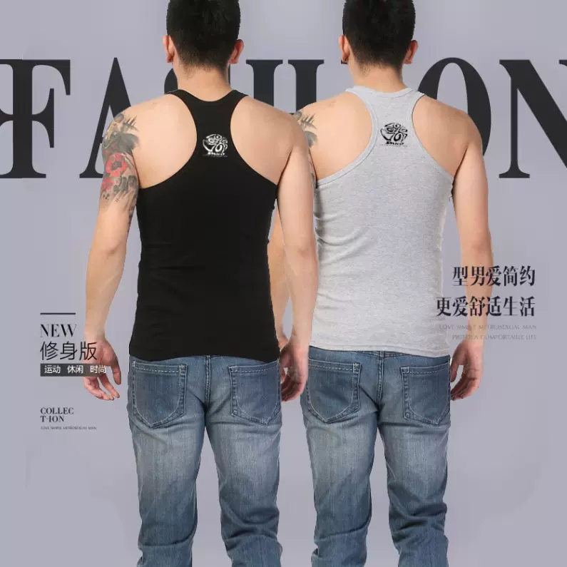 男士运动脸谱印花背心涤棉烫画跨栏健美身无袖打底衫汗衫厂家批发