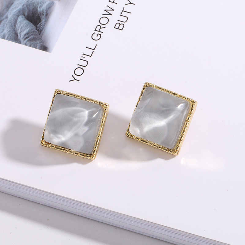 925 Silver Needle Square Irregular Small And Simple Wild Earrings For Women display picture 5