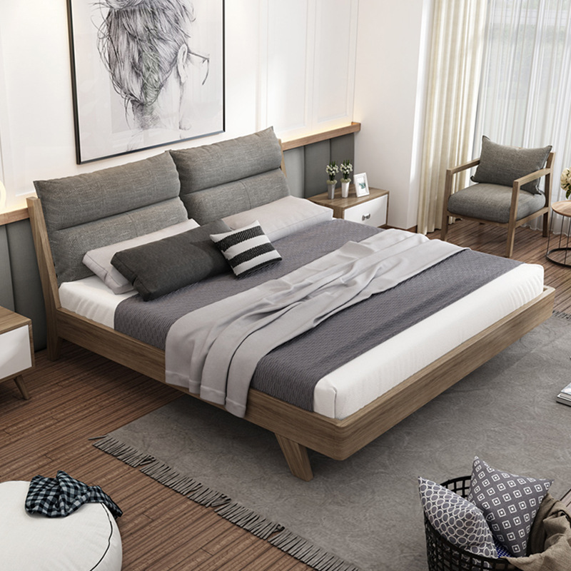 1.5M Modern Simple Northern European Tool 1.8m Soft Pack Hotel Rental Double Bed Nordic Furniture Wholesale