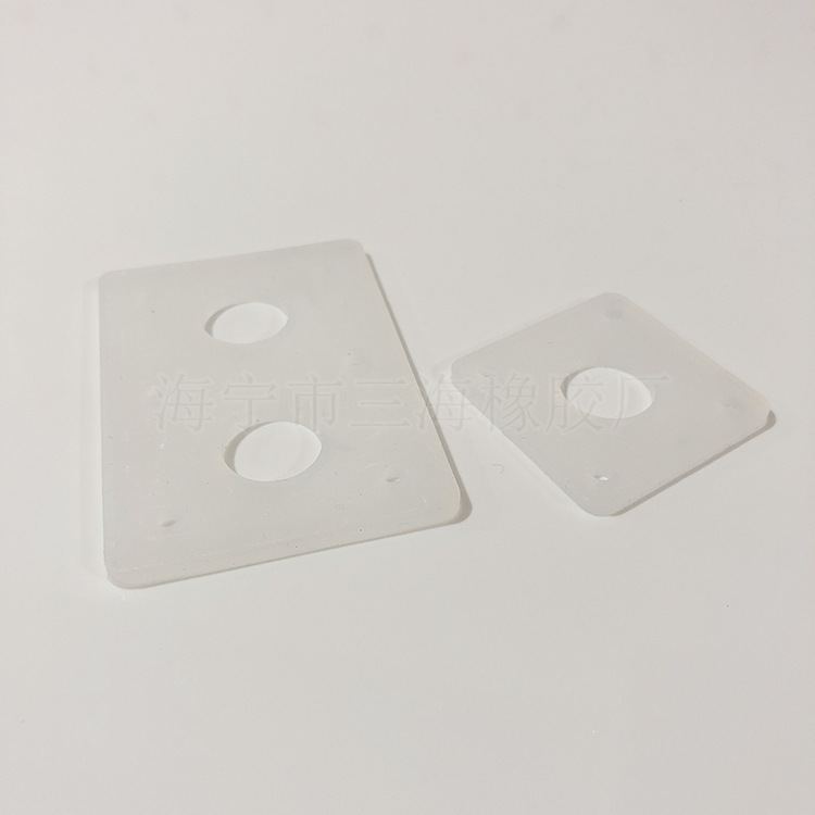工厂开模定制橡胶密封垫 半透明硅胶垫 矩形带孔橡胶垫片