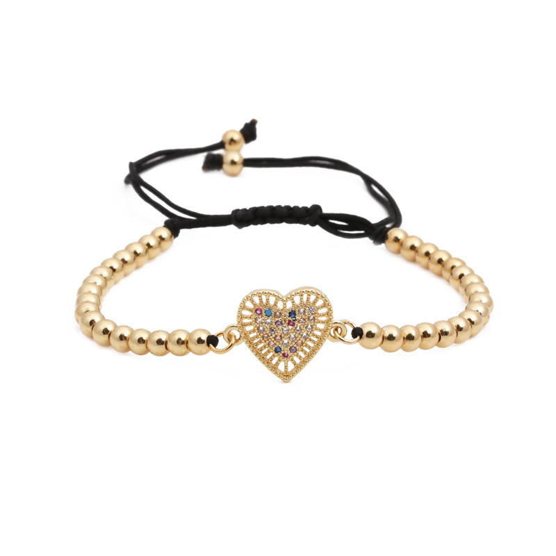 adjustable copper woven bracelet with zircon heart shaped for men…