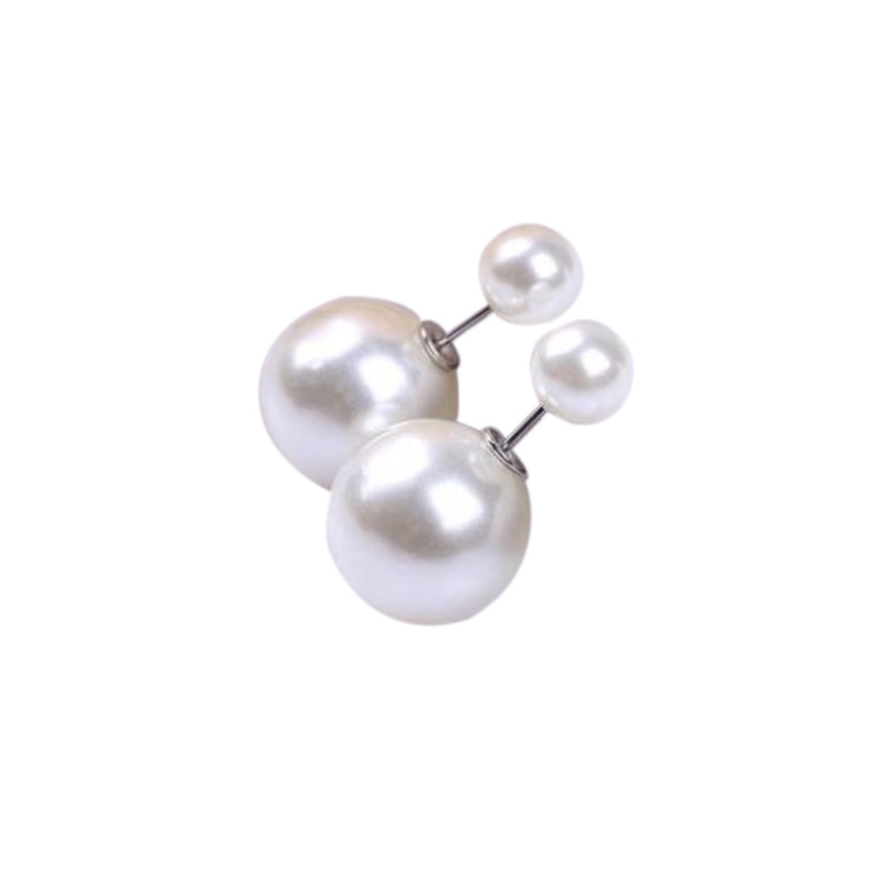 Korean version of a double earrings new fashion double-sided size pearl female earrings assorted accessories gift gift