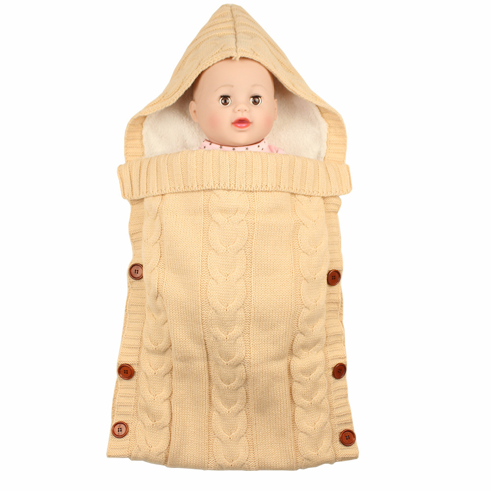 Warm Baby Blanket Knitted Newborn Swaddle Wrap Soft InfantSleeping Bag Footmuff Cotton Envelope For Stroller Accessories Blanket