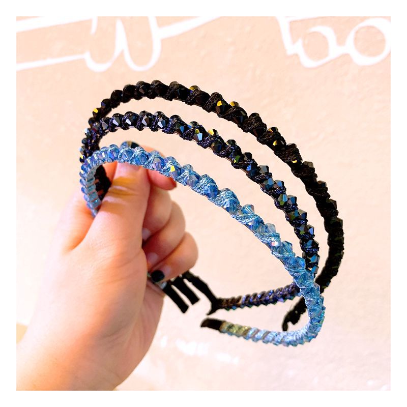110g Weight Headwear Classification Festival Occasion Geometric Pattern Women'S Gender Retro Style Dark Blue, Pink, Purple, Green, Blue, Black Color Retro Rhinestone Crystal Fashion Headband 5