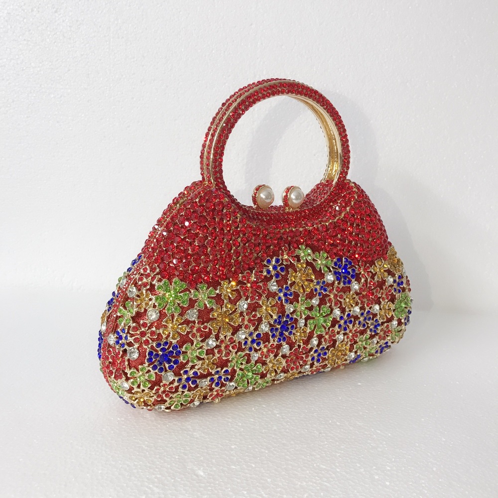 Túi clutch nữ đính kim cương giả dự tiệc cao cấp kích thước 23x12x6 cm — Màu đen chi tiết 20