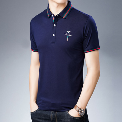 direct deal 2019 summer new pattern pure cotton Short sleeved Lapel polo Embroidery half sleeve men's wear wholesale
