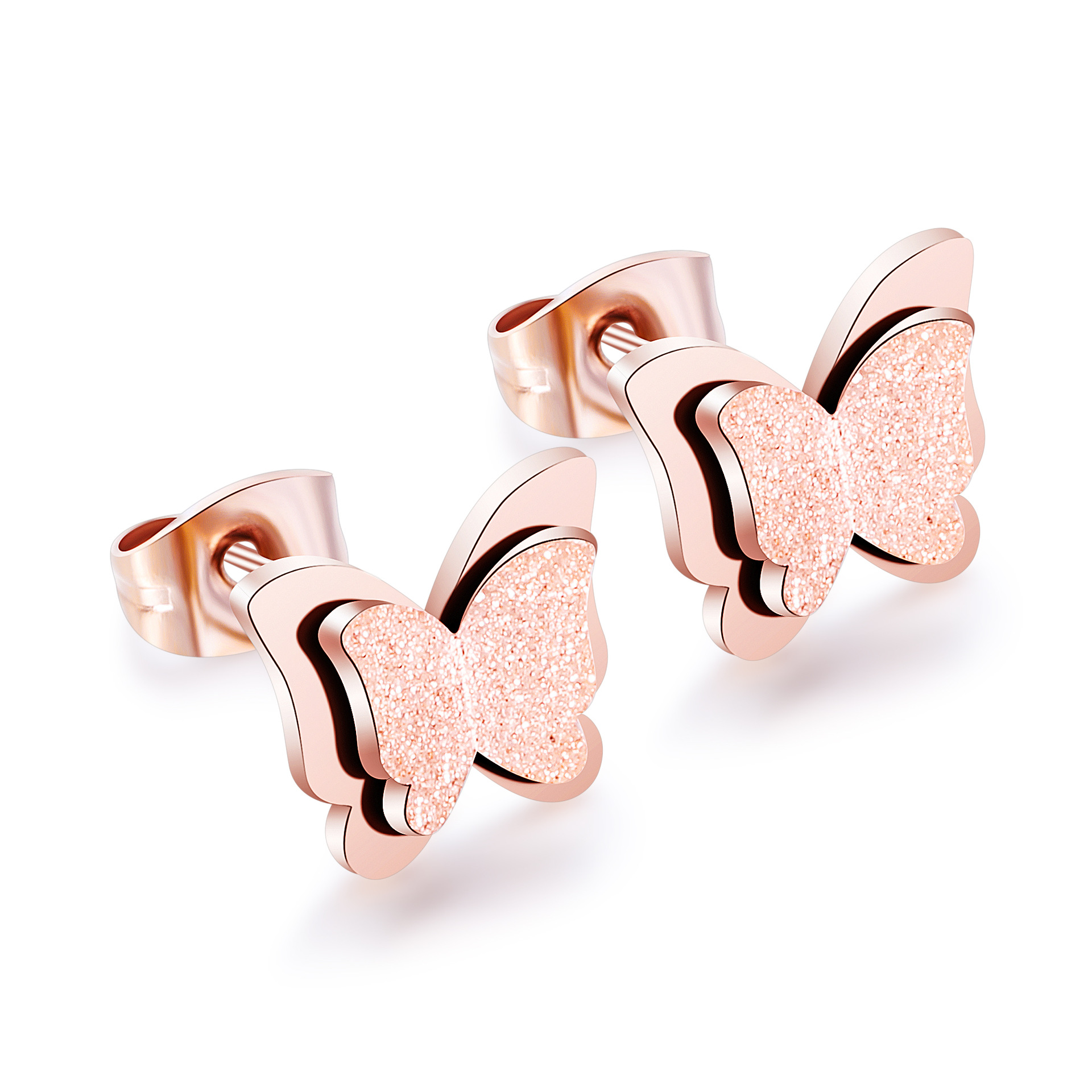 Sweet Butterfly Titanium Steel Plating Ear Studs 1 Pair display picture 2