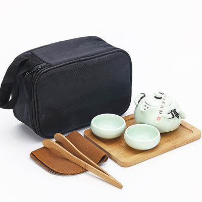 灶言 礼品快客杯一壶二杯便携亚光功夫旅行茶具礼盒套装定制logo