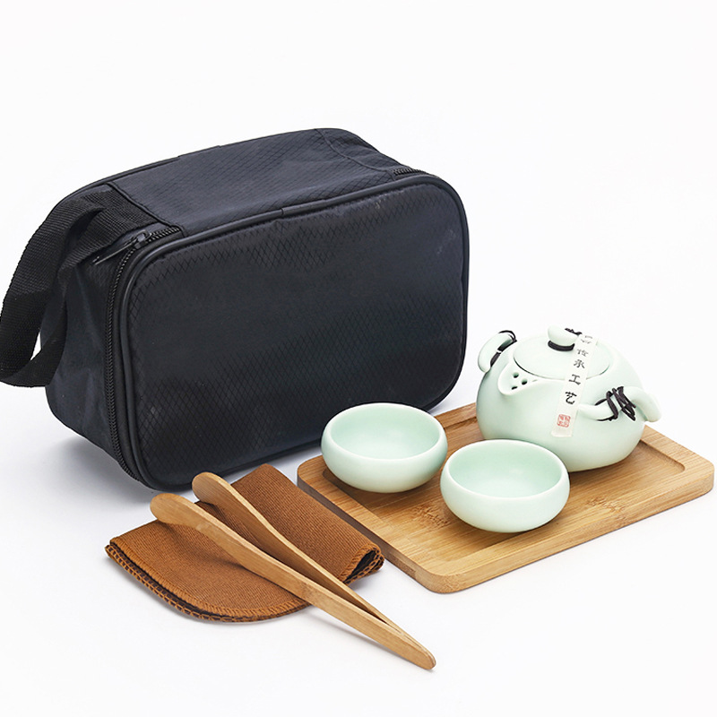 灶言 礼品快客杯一壶二杯便携亚光功夫旅行茶具礼盒套装定制logo