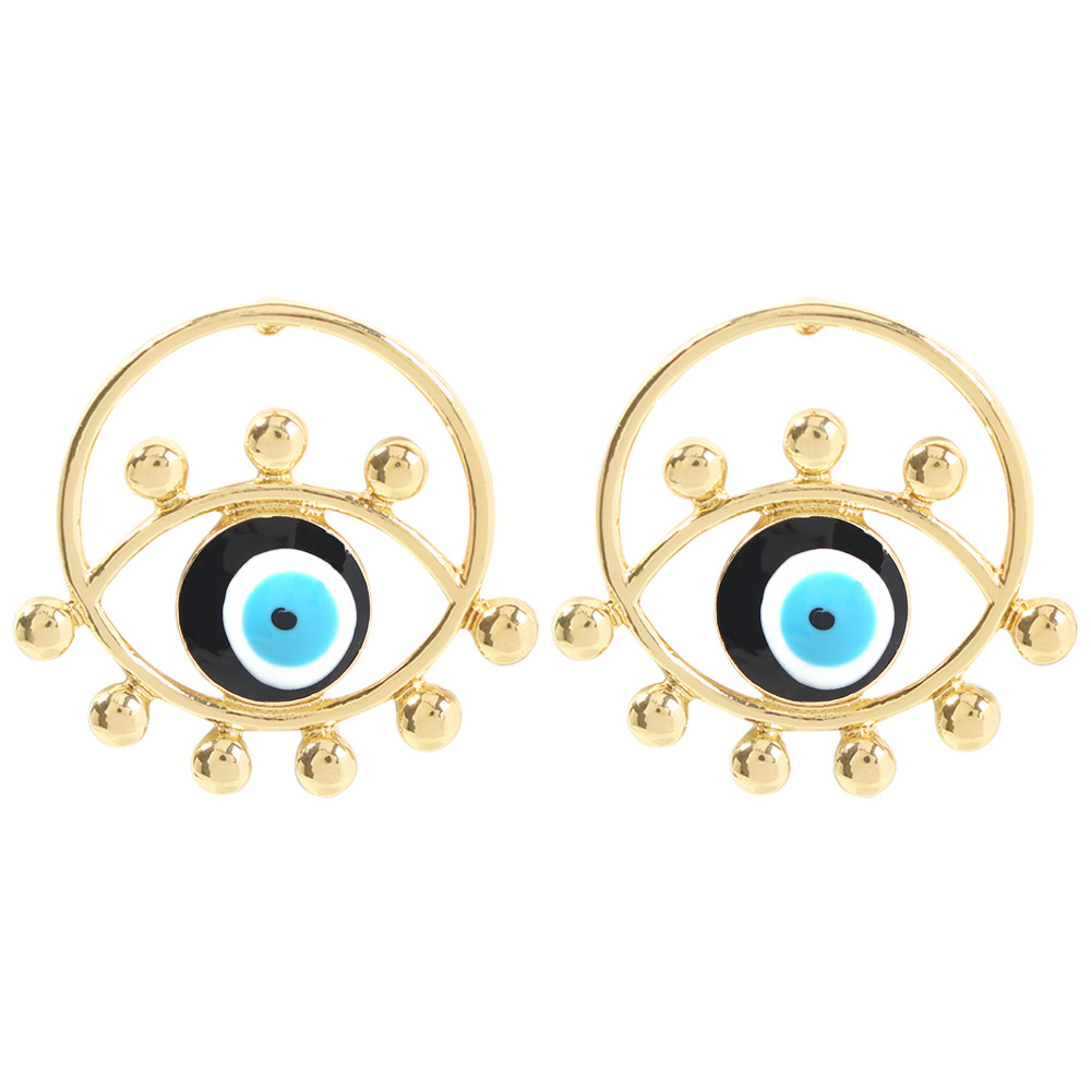 Jewelry Geometric Round Alloy Drop Oil Devil&#39;s Eye Retro Earrings display picture 9