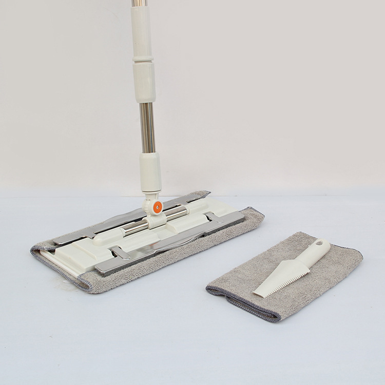 Factory direct wooden floor flat mop with hanging brush household mop flat mop replaceable fiber mop