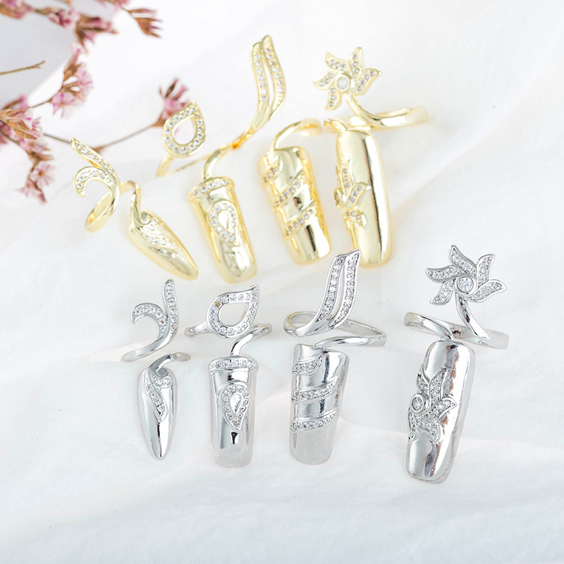Estilo coreano de moda personalizada creativa anillo abierto anillo de uñas elegante Diamante de las mujeres conjunto de joyas al por mayor
