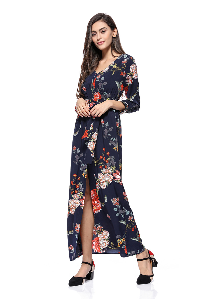 long bohemian slit long sleeve dress NSAL10202