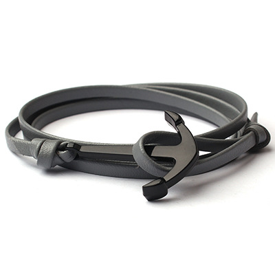 Rétro Style Ethnique Ancre Alliage Corde En Cuir Polissage Placage Hommes Bracelets display picture 3