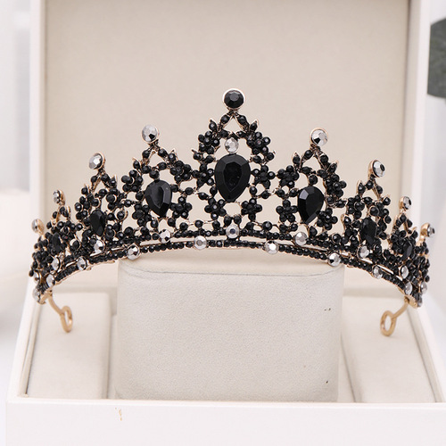 Hairpin hair clip hair accessories for women Mother crown Baroque retro crown headband black water diamond crown birthday headdress