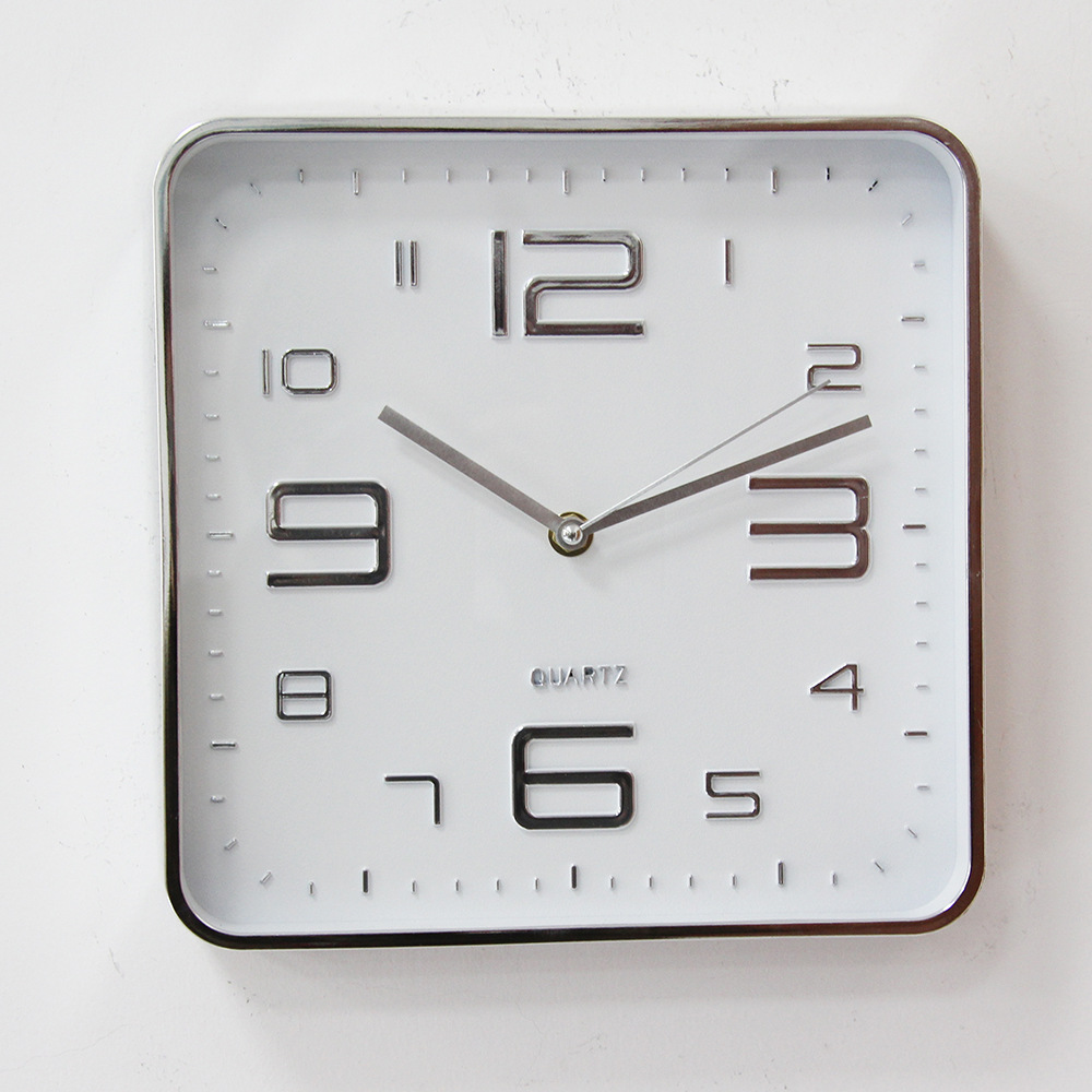 Reloj de pared cuadrado nuevo con letras termoimpresas - Estilo moderno, simple y creativo - Silencioso - Para dormitorio y sala de estar