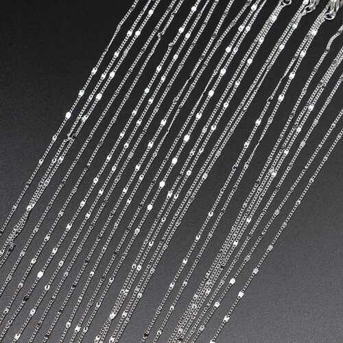 DIY jewelry accessories 1.25mm silver-plated baby's breath necklace chain 12 pieces/pack semi-finished chain necklace wholesale