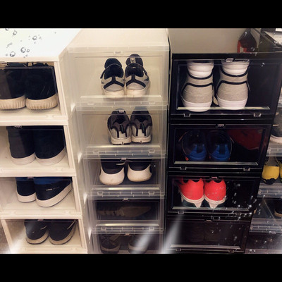 加厚透明鞋盒翻盖展示鞋柜自由组合男女鞋子收纳盒防尘塑料鞋盒|ms
