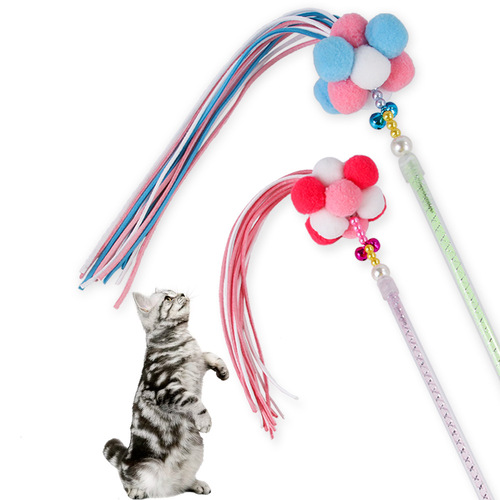 Amazon's new pet toys Korean style fur ball candy color interactive cat toys cat supplies funny cat sticks