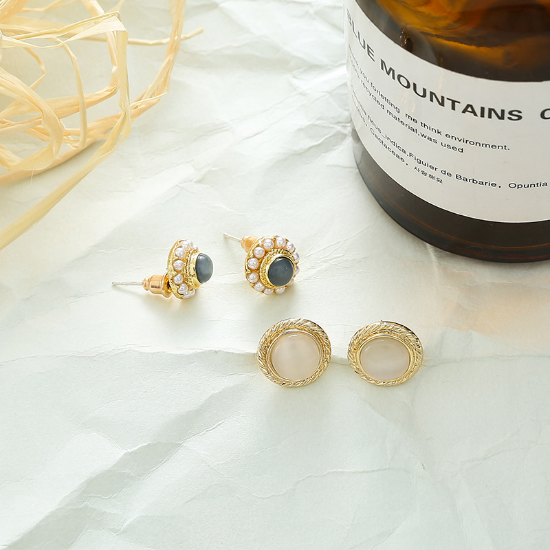 925银针珍珠树脂圆形耳钉