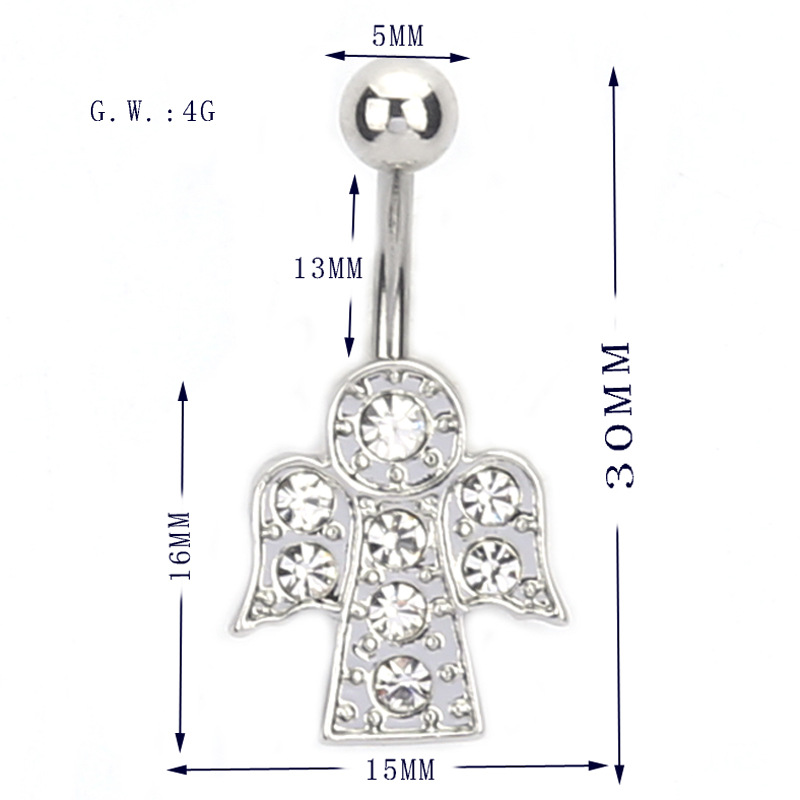 Elegant Bird Navel Barbell With Crystals Belly Button Piercing_voghion.com