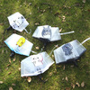 The new creative small fresh youth series transparent three -fold umbrella cartoon hand -folding student couple