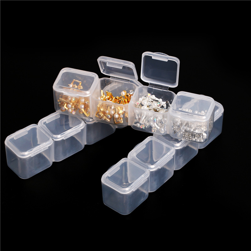 Herramientas de uñas transfronterizas caja de almacenamiento de joyas 28 rejilla de color transparente caja de almacenamiento de joyería caja extraíble