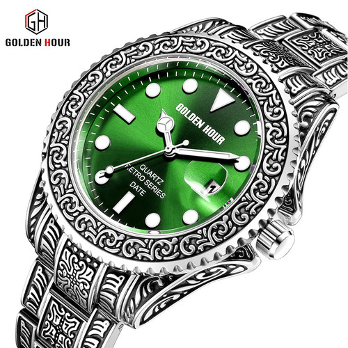GH132 New Model Cross-Border Classic Quartz Men's Watch, Waterproof Steel Strap, Export Watch, Retro Watch