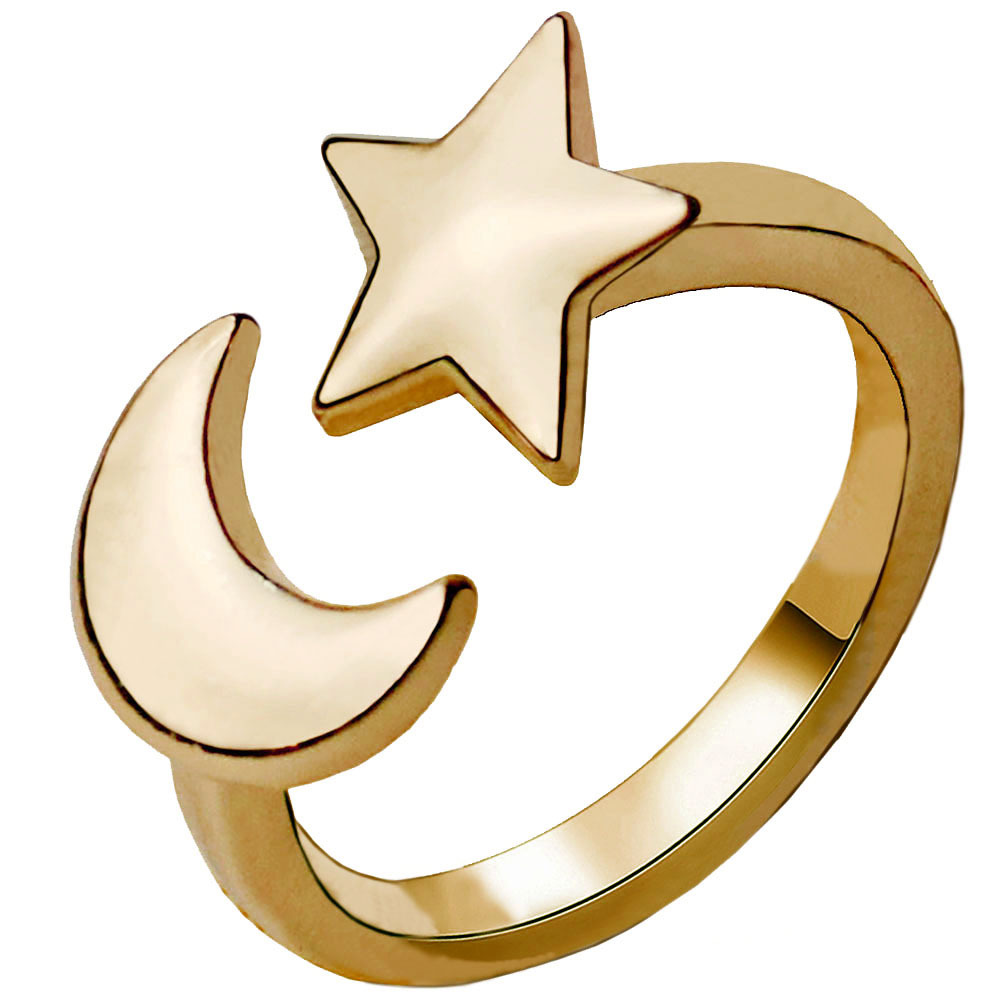 Fashion Star Moon Ring Adjustable Open Ring Wholesale Nihaojewelry display picture 2