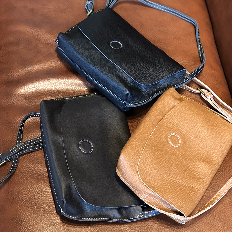 Borsa a tracolla da donna in vera pelle artistica con strato superiore, piccola borsa a tracolla semplice e casual da donna in pelle bovina_voghion.com