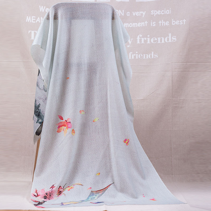 山羊绒印花围巾夏季薄款办公室披肩春秋羊毛百搭空调房围巾秋冬女|ms