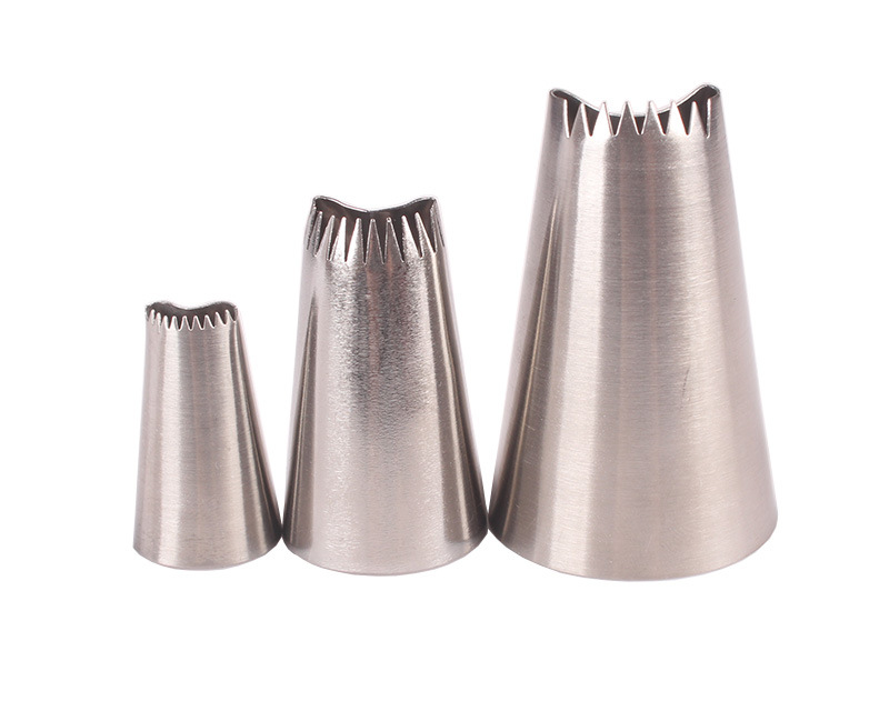 荷花叶子裱花嘴3件套 3PCS 不锈钢烘焙奶油装饰蛋糕工具 大中小