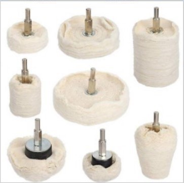 Rueda de tela blanca al por mayor transfronteriza con mango espejo pulido encerado cilíndrico seta cono rueda de tela cabeza de molienda mango diámetro 6mm