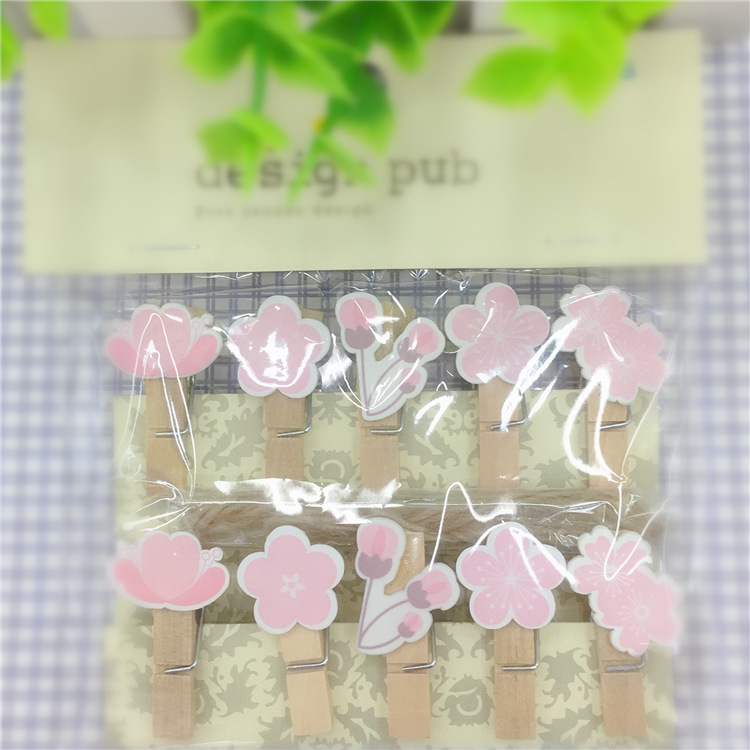 新款迷你可爱 创意樱花花苞卡通小木夹 相片夹 DIY夹 零食夹