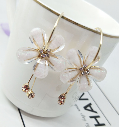 Korean version of 6 petals acrylic zircon tassels several earrings circle transparent earrings sunflower earrings 4 colors