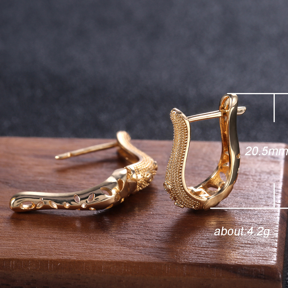 1 Pair Simple Style U Shape Inlay Copper Zircon Earrings display picture 1