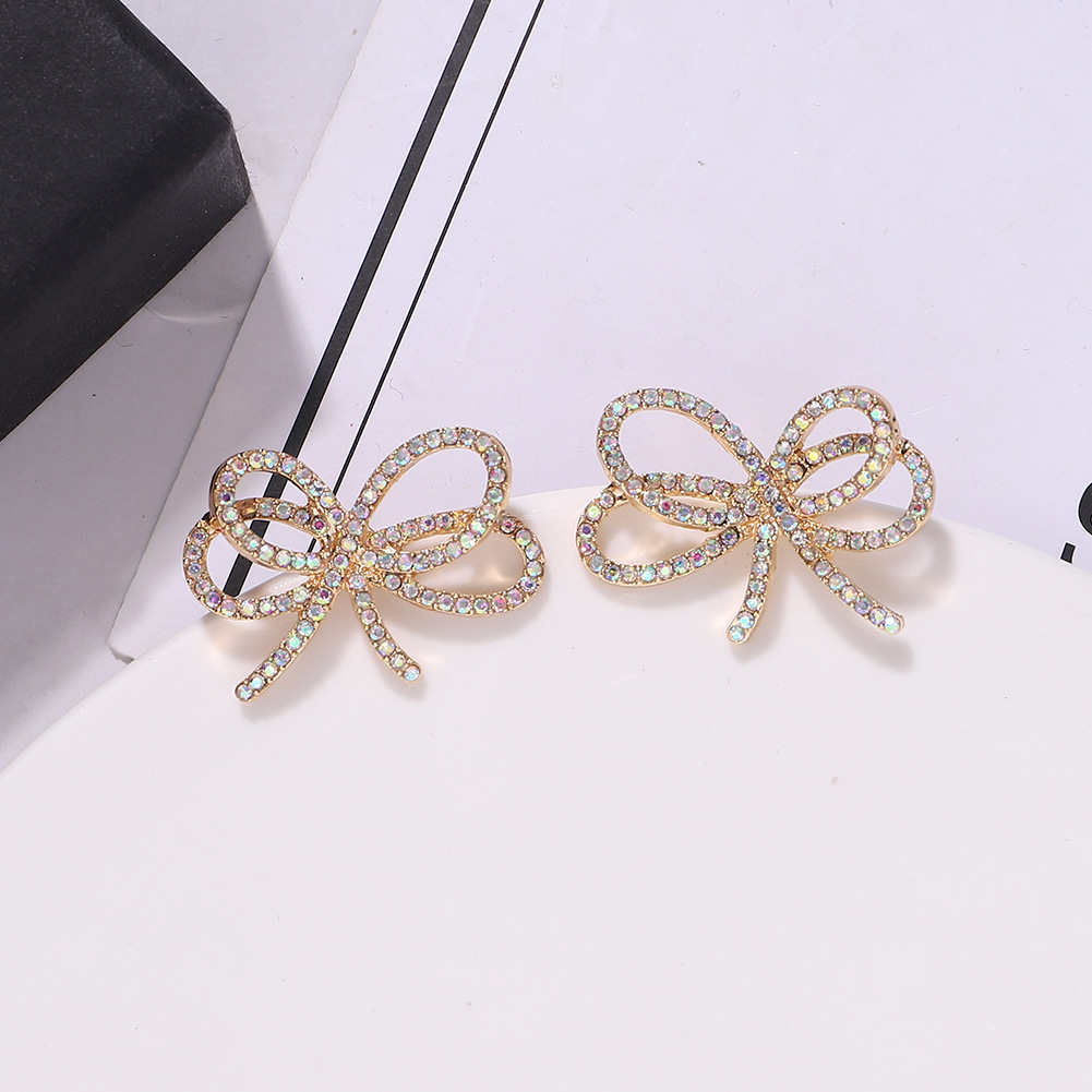 Alloy Diamond Bow Earrings display picture 7