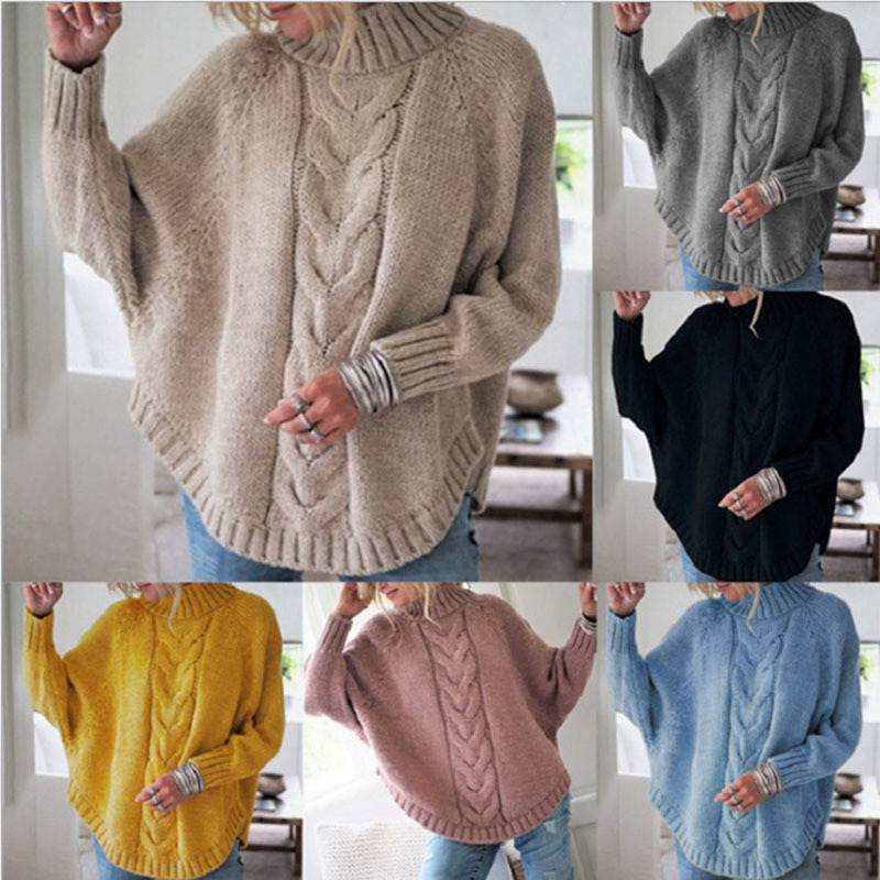 Suéter de punto con mangas de murciélago para mujer, popular en Amazon y eBay, éxito de ventas en otoño e invierno 2026, para comercio exterior.