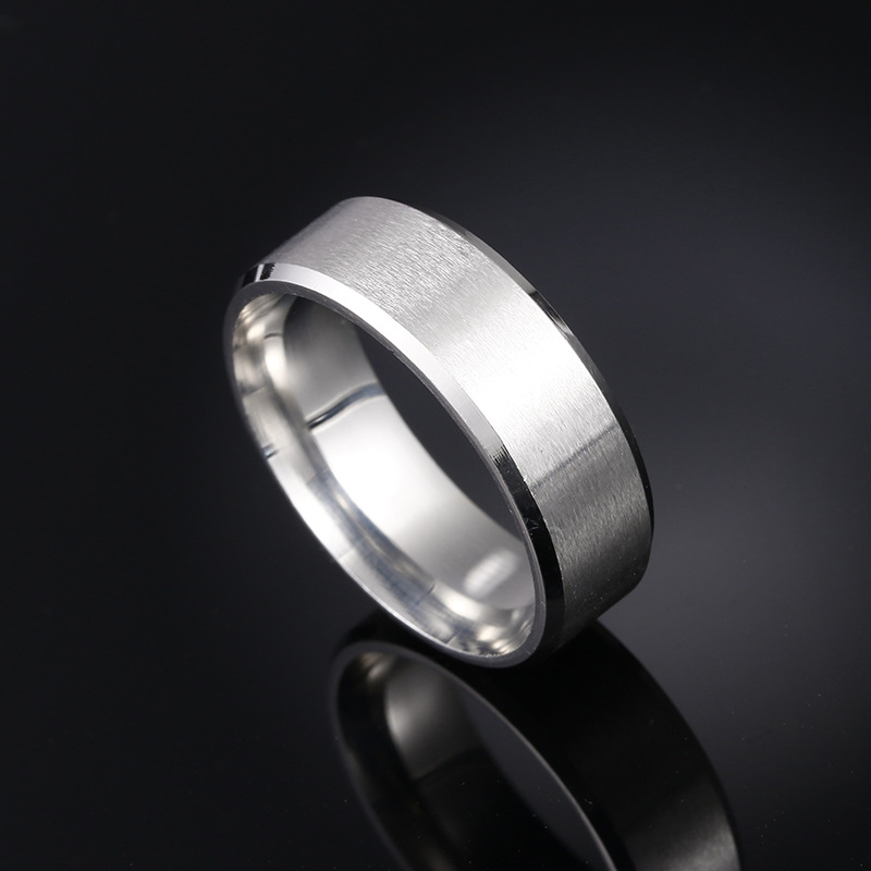 8mm En Acier Inoxydable Mat Hommes Bague Simple Bijoux De Mode En Gros display picture 7