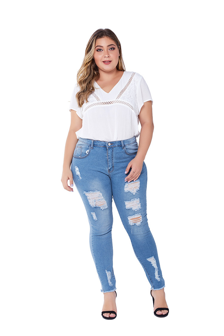 jeans ajustados con lavado elástico de gran tamaño NSSY9130