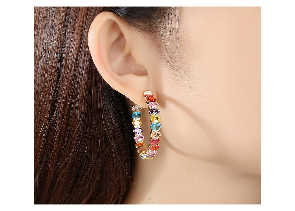 Fashion Jewelry Wholesale Fashion Ladies Colored Copper Inlaid Zircon Earrings display picture 4
