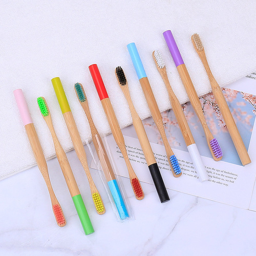 Bamboo Toothbrush Bamboo Carbon Fiber Cylinder Round Handle Colorful Lacquered Handle Bamboo Toothbrush Eco-friendly and Healthy Bamboo Toothbrush Manufacturer