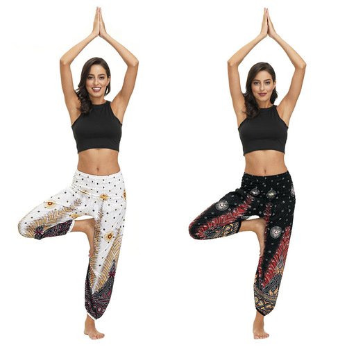Women yoga pants Bohemian digital print sports wide leg pants outdoor fitness yoga pants