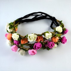 Korean-style bridal flower garland for Christmas, creative women's hairband garland, beach-style headband—wholesale from an export-oriented manufacturer