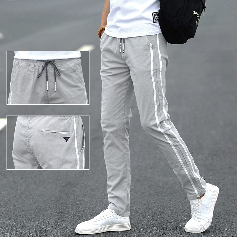 Summer pants men's Korean-style fashionable loose straight sports pants student trousers youth thin men's casual pants