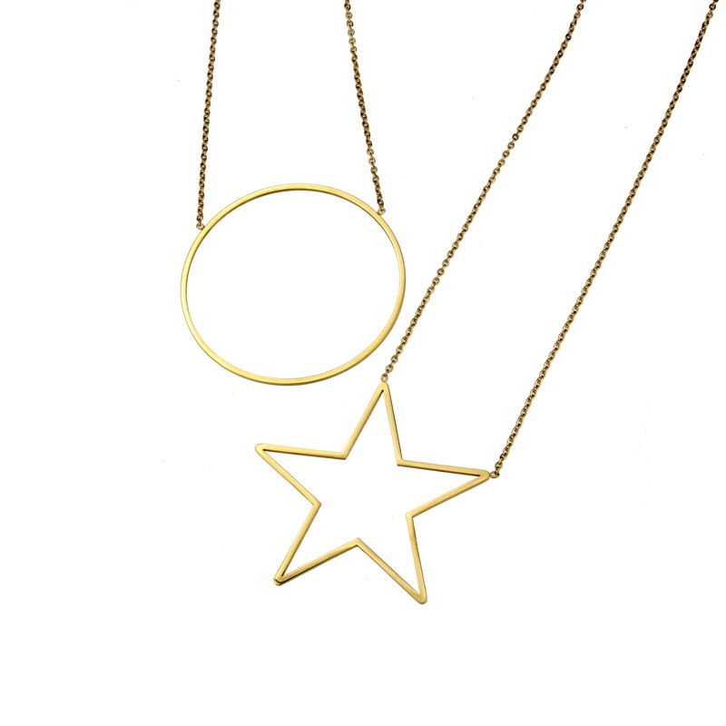 Étoile Ronde Simple Titane Acier Collier Vente Chaude En Acier Inoxydable Placage Pendentif En Gros Nihaojewelry display picture 1