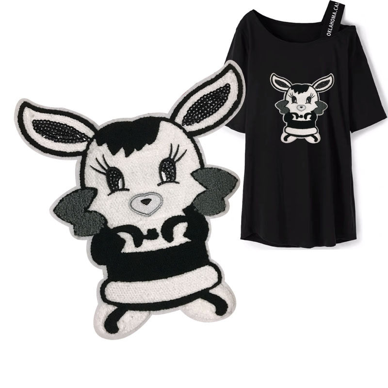 小猪毛巾绣布贴刺绣亮片补丁贴衣服diy补洞贴花服装辅料